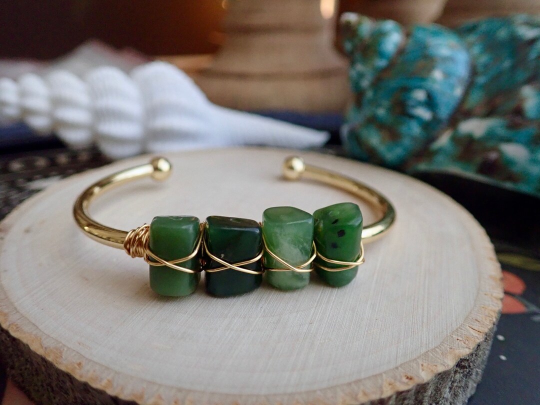 アクセサリー Green jade bracelet kalifano-gemstone-bracelets-