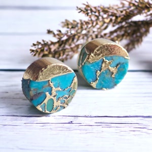 Turquoise Stud Earrings, Round Turquoise Post Earrings Gold, Turquoise Jewelry, Dainty Turquoise Earrings, Circle Gemstone Earrings