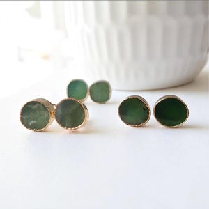Australian Jade Earrings, Chrysoprase Earrings, Green Stone Earrings,Green Stone Earrings,Chrysoprase Jewelry,Chrysoprase Studs,Jade Studs