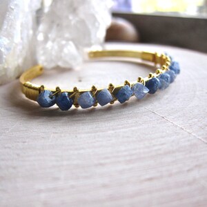 Sapphire Bracelet,Raw Sapphire Bracelet,Rough Sapphire Cuff,Sapphire Bangle,Raw Stone Braclet,Blue Gemstone Bracelet,Birthstone Jewelry image 2