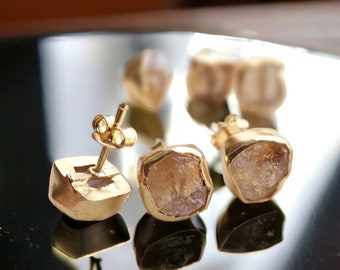 Raw Citrine Studs Earrings, Citrine Jewelry, Natural  Citrine Posts,Citrine Earrings Gold,Crystal Stud Earrings,November Birthstone Gift