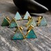 Turquoise Studs Earrings, Triangle Raw Gemstone Earrings, Minimalist Jewelry, Handmade Gift for Her, Gold Raw Stone Earrings, Boho Turquoise 