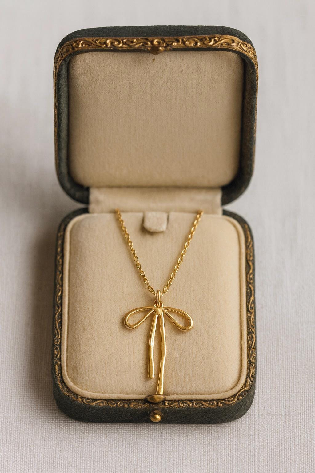 変色しないゴールドリボンネックレス • 防水リボンペンダント • 繊細な 