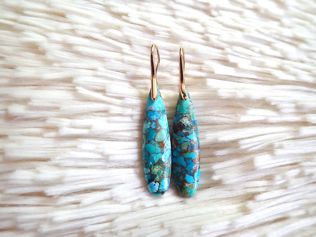 Mosaic Turquoise Earrings, Turquoise Dangle Earrings Women, Turquoise Jewelry ,december