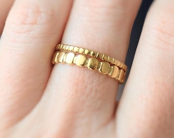 18k Gold Fill Dot Ring, Flat Beaded Ring Gold, Gold Filled Ring, Dainty Stacking Ring, Midi Ring, Dainty Flat Dot Ring, No Tarnish Ring