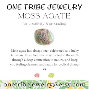 Moss Agate Stud Earrings, Moss Agate Jewelry, Crescent Moon Earrings, Wire Wrapped Gemstone Studs, Celestial Earrings, Lover Girlfriend Gift image 9