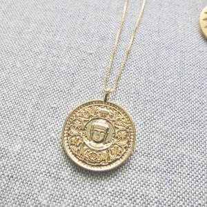 Gold Buddha Medallion Necklace,Buddhist Gold Coin Necklace,Buddhist Jewelry,Gold Layering Necklace,Good Luck Gift,Spiritual Jewelry Gift