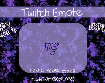 No <3 Twitch Text Emote - Purple