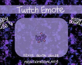 Bye Hearts Twitch Text Emote - Purple & Pink