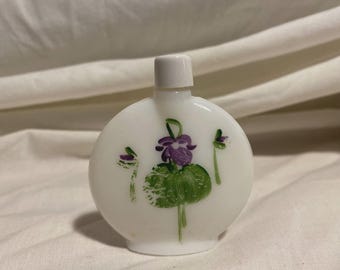 Vintage Perfume Bottle Torquay England Milk Glass Hand painted Small