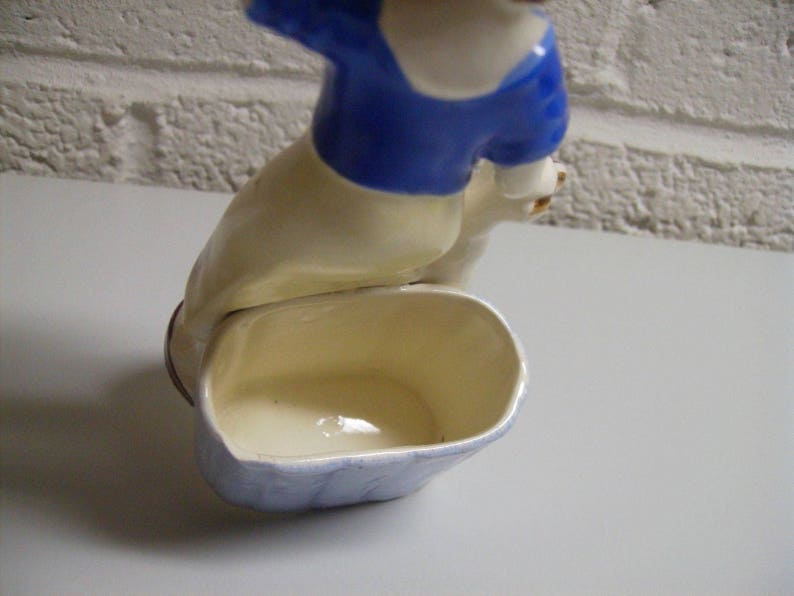 Vintage Planter 50s Lady Girl with Dog Ceramic Garden Patio Decor JAPAN Cactus Planter