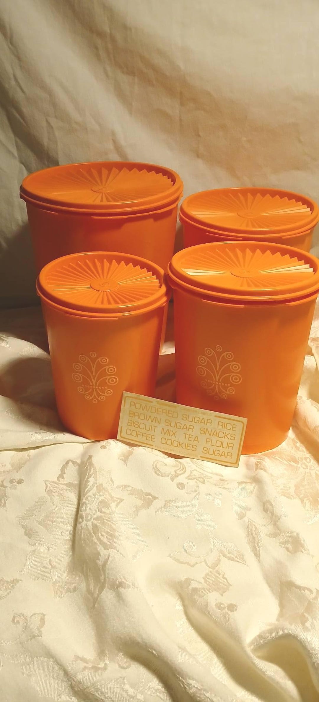 Tupperware Orange Color Vintage 70s Tupperware Orange Servalier Nesting Canisters With Lids ...
