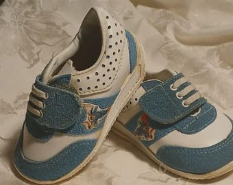 Vintage 80s Superman DC COMICS Velcro Kids Shoes Size 5 USA 1982 Rare
