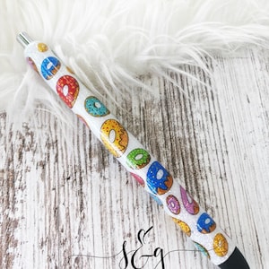 Doughnut glitter pen / Donuts glitter pen/ resin glitter pen/ planner accessories/ refillable pens
