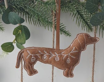 Dachshund Felt Gingerbread Decoration