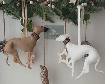 White Whippet / Greyhound / Lurcher Felt Zoomie Decoration