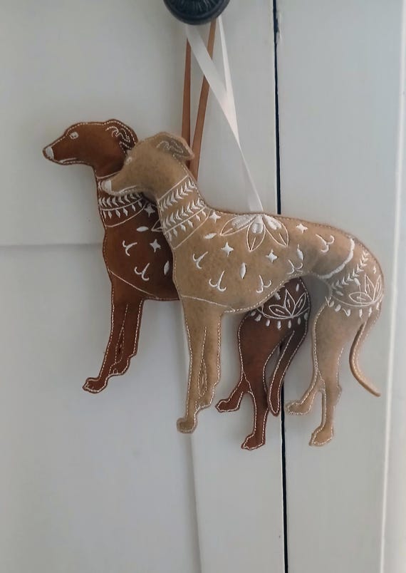 Whippet / Greyhound Decoration Gingerbread Decoration Fawn Colour