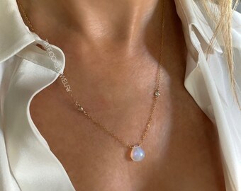 Soliel Ethiopian Opal Necklace, Opal Necklace, Opal Diamond Necklace, October Birthstone, Natural Opal Necklace