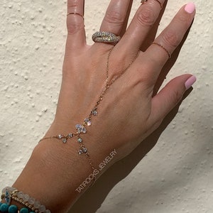 Victoria Gold Finger Bracelet, CZ Hand Chain, Gold Hand Chain, Diamond Hand Chain, Shaker Hand Chain, Marquise Finger Bracelet