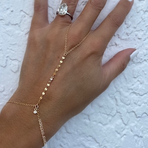 Jemma Gold Diamond Finger Bracelet, Diamond Hand Chain, Finger Bracelet, Boho Bride Jewelry
