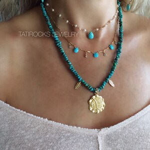 Sunrise Turquoise Necklace, Shaker Necklace, CZ Shaker Necklace, Sleeping Beauty Turquoise Necklace