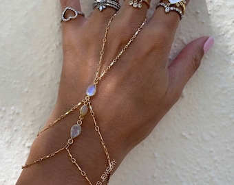 Dawn Ethiopian Opal Bracelet, Opal Hand Chain, Moonstone Hand Chain, Ethiopian Opal Bracelet