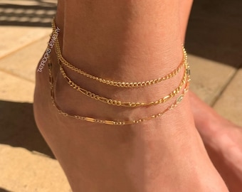 Luxe Gold Chain Anklet, Layered Anklet, Gold Chain Anklet, Boho Beach Anklet, Foot Jewelry