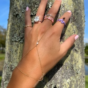 Mirage Gold Diamond Finger Bracelet, Diamond Hand Chain, Finger Bracelet, Real Gold Hand Chain