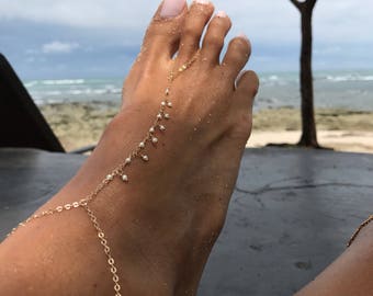 Beachbum Pearl Anklet,  Pearl Anklet, Rose Gold Anklet, Slave Anklet, Barefoot Anklet