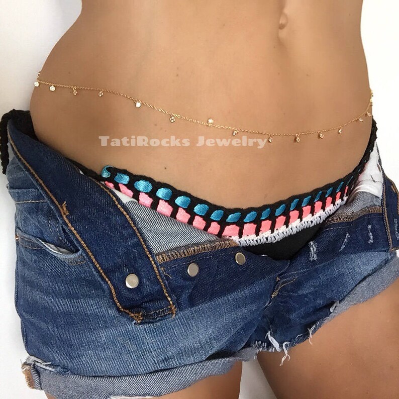 Flirty Diamond Shaker Belly Chain Cubic Zirconia Belly Chain Etsy