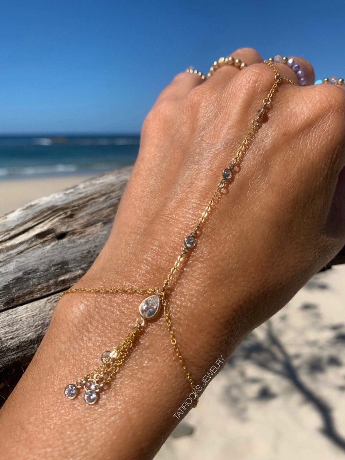 Pulsera de dedo Kaia Gold cadena de mano CZ cadena de mano Etsy