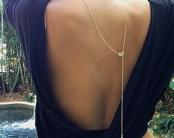Love You Back Necklace, Personalized Heart Necklace, Lariat Necklace, Front to Back Necklace, Mother's Day Gift