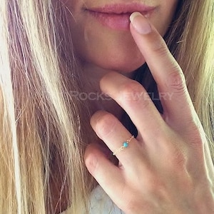 Have to Have 14k Solid Gold Ring, Turquoise Ring, Chain Ring, Stacking Ring, Minimal Jewelry