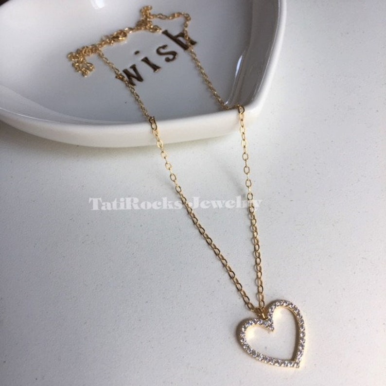 Love CZ Heart Necklace Heart Necklace Diamond Heart Etsy