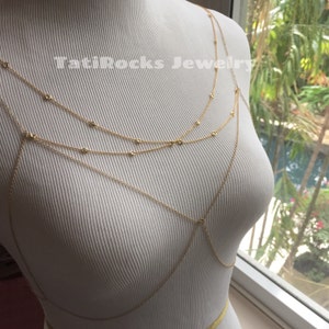 Criminal Chain Bra, Diamond Chain Bra, CZ Chain Bra, Gold Body Chain, Gold Chain Bra, CZ Body Chain, Boho Body Chain image 7