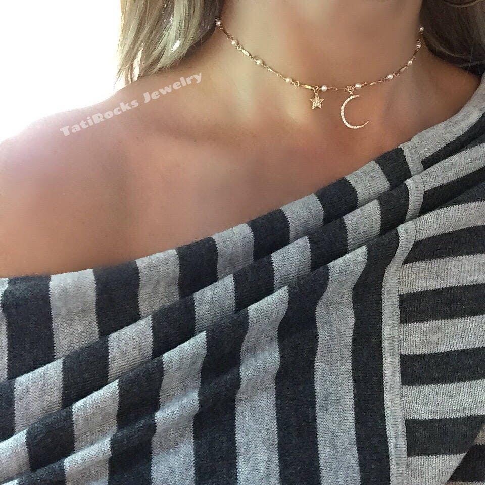 TatiRocks タチロックス The Luckiest Star and Moon ネックレス The Luckiest Star and Moon Necklace, Diamond Star Necklace