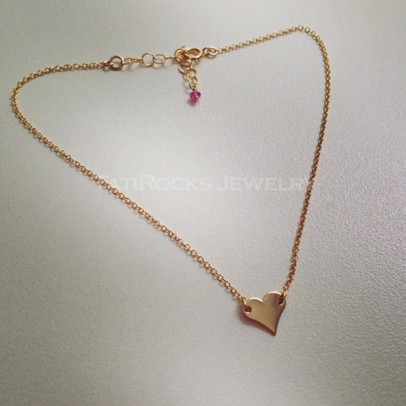Sweet Heart Anklet, Gold Heart Anklet, Valentine's Day Gift, Silver Anklet, Heart Charm, Rose Gold Anklet, Personalized Jewelry, Mom Gift image 4