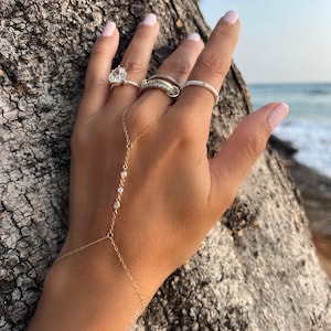 Unity Gold Diamond Finger Bracelet, Diamond Hand Chain, Finger Bracelet, Real Gold Hand Chain