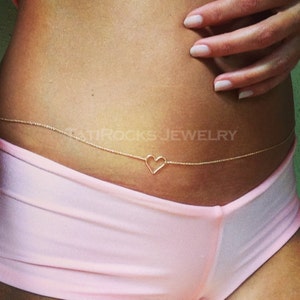Summer Love Heart Belly Chain, Tiny Heart Belly Chain , Gold Belly Chain, Boho Jewelry, Heart Belly Chain