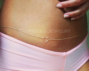 Summer Lovin' Heart Belly Chain, Tiny Heart Belly Chain , Gold Belly Chain, Boho Jewelry, Valentine's Day Gift, Heart Belly Chain