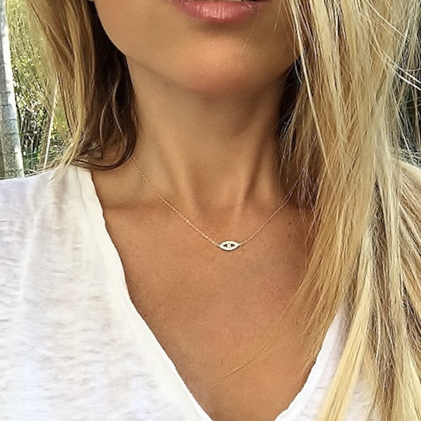 Collar de ojo malvado de armonía, collar de ojo malvado de oro, collar de ojo malvado de diamantes, collar de hamsa, collar de protección