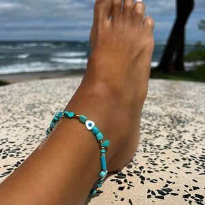 Day Dream Turquoise Anklet,  Star Anklet, Boho Turquoise Ankle Jewelry, Mermaid Jewelry, Foot Jewelry