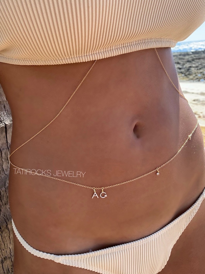 Mirror Personalized Diamond Belly Chain Name Belly Chain Etsy