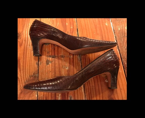 Vintage 1950s Lizard Skin Pumps, 50s Genuine Lizar