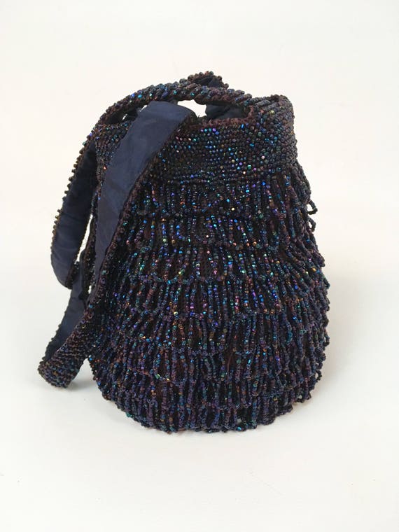 Antique Beaded Bag - Victorian Beaded Bag - 1800s