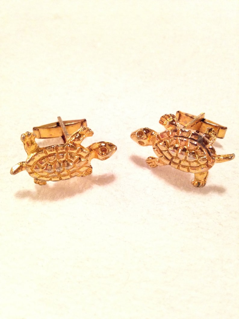 1950s Cuff Link Amphibian Vintage Men/'s Jewelry Vintage Novelty Cuff Link Sea Turtle Reptile Turtle Cufflinks Turtle Jewelry