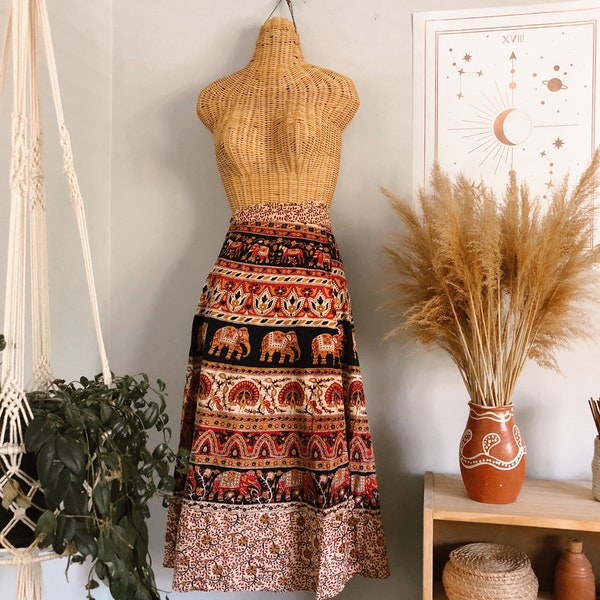 Reserved Vintage India Block Print Cotton Wrap Bohemian Festival Skirt