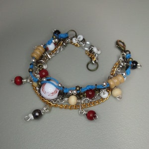 Multicolored Beaded Baseball Charm Adjustable Multi-Strand Bracelet image 4