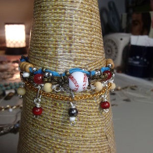 Multicolored Beaded Baseball Charm Adjustable Multi-Strand Bracelet image 5