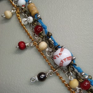Multicolored Beaded Baseball Charm Adjustable Multi-Strand Bracelet image 7